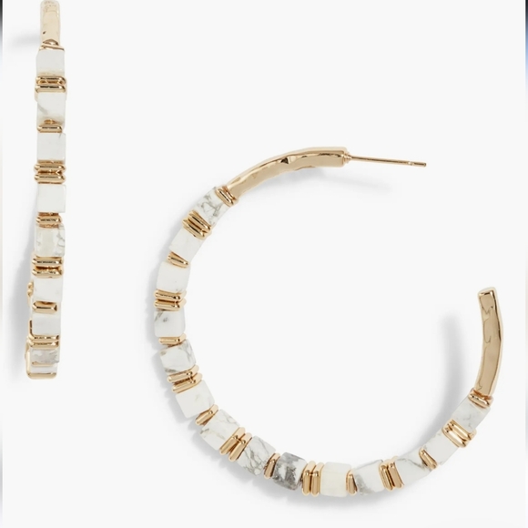 Kendra Scott Gold, White and Gray Hoop Earrings - Picture 6 of 6